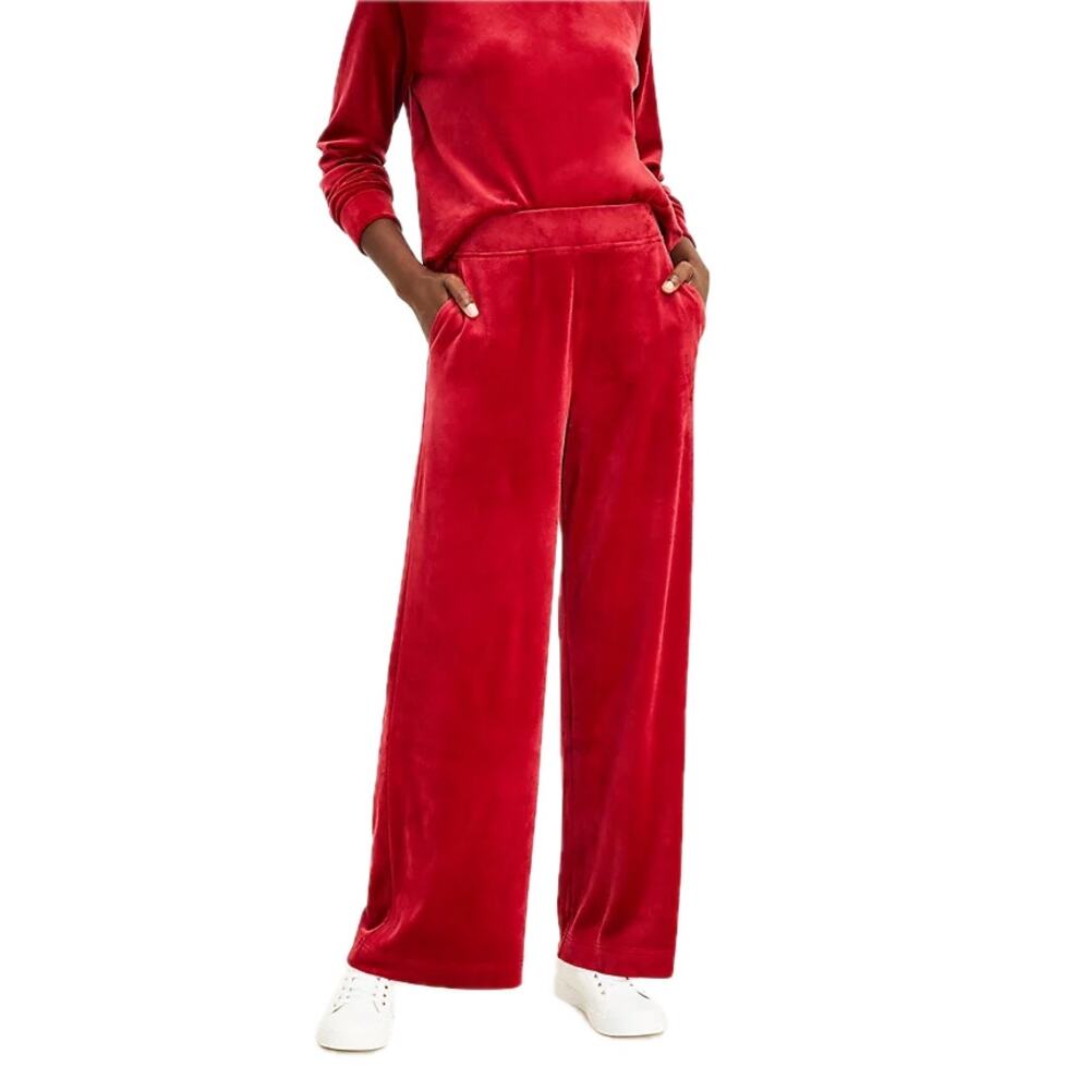 LOFT Lou & Grey Rusty Red Velour Wide Leg Pants Size XS